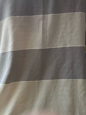 Source Unknown Cream and Gray Horizontal Stripe Curtain Panel